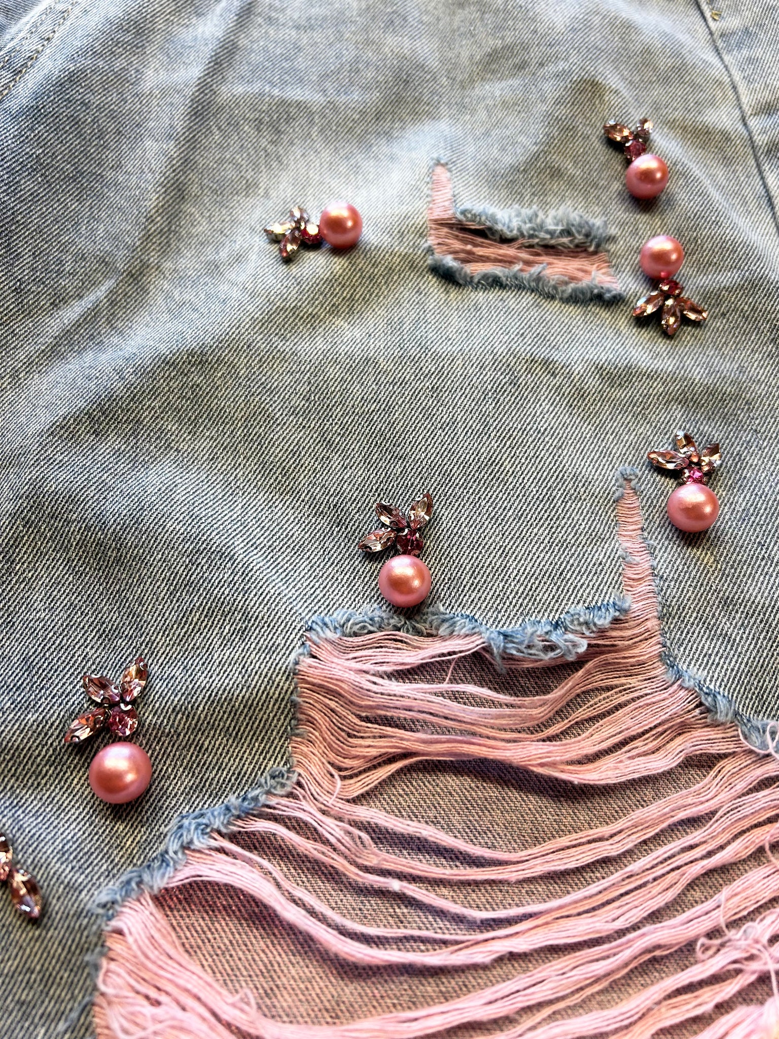 Isadora Bejeweled Embellishment Denim Shorts