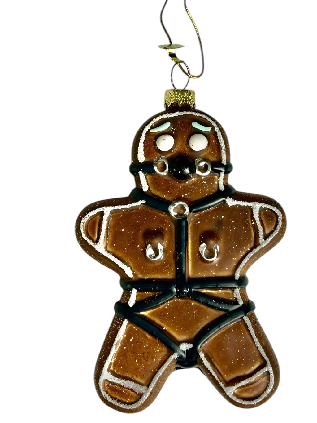 Naughty Gingerbread Man Glass Ornament