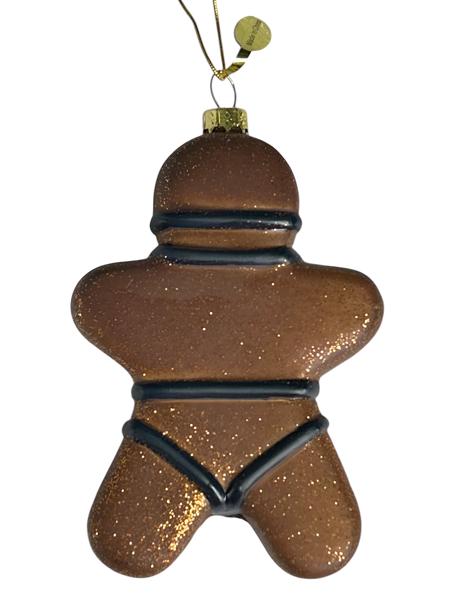 Naughty Gingerbread Man Glass Ornament