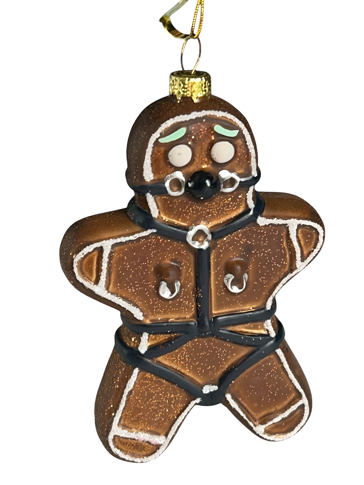 Naughty Gingerbread Man Glass Ornament