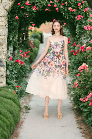 Amy Floral Bouquet Print Midi Dress