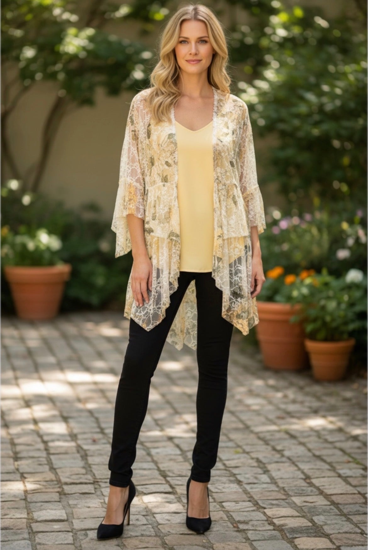 Floral Lace Handkerchief Hem Cardigan – Boho Stevie Nicks Style