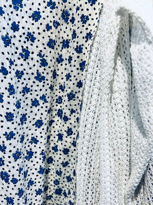 Stella Crochet Insert Floral Print Balloon Sleeve Shirt Top