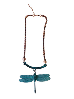 Gigi Turquoise 3D Dragonfly Pendant Necklace
