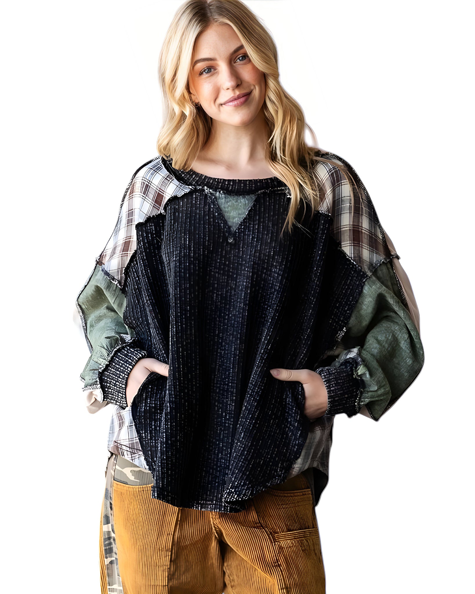 Natalie Patchwork Pullover Top