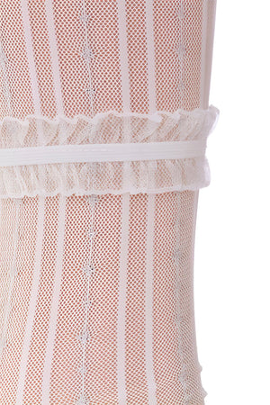 Kimberly Ruffle Detail Stripe Pattern Kneed Highs Lace Socks