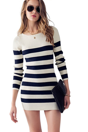 Lindsay Stripe Pattern Knit Mini Dress