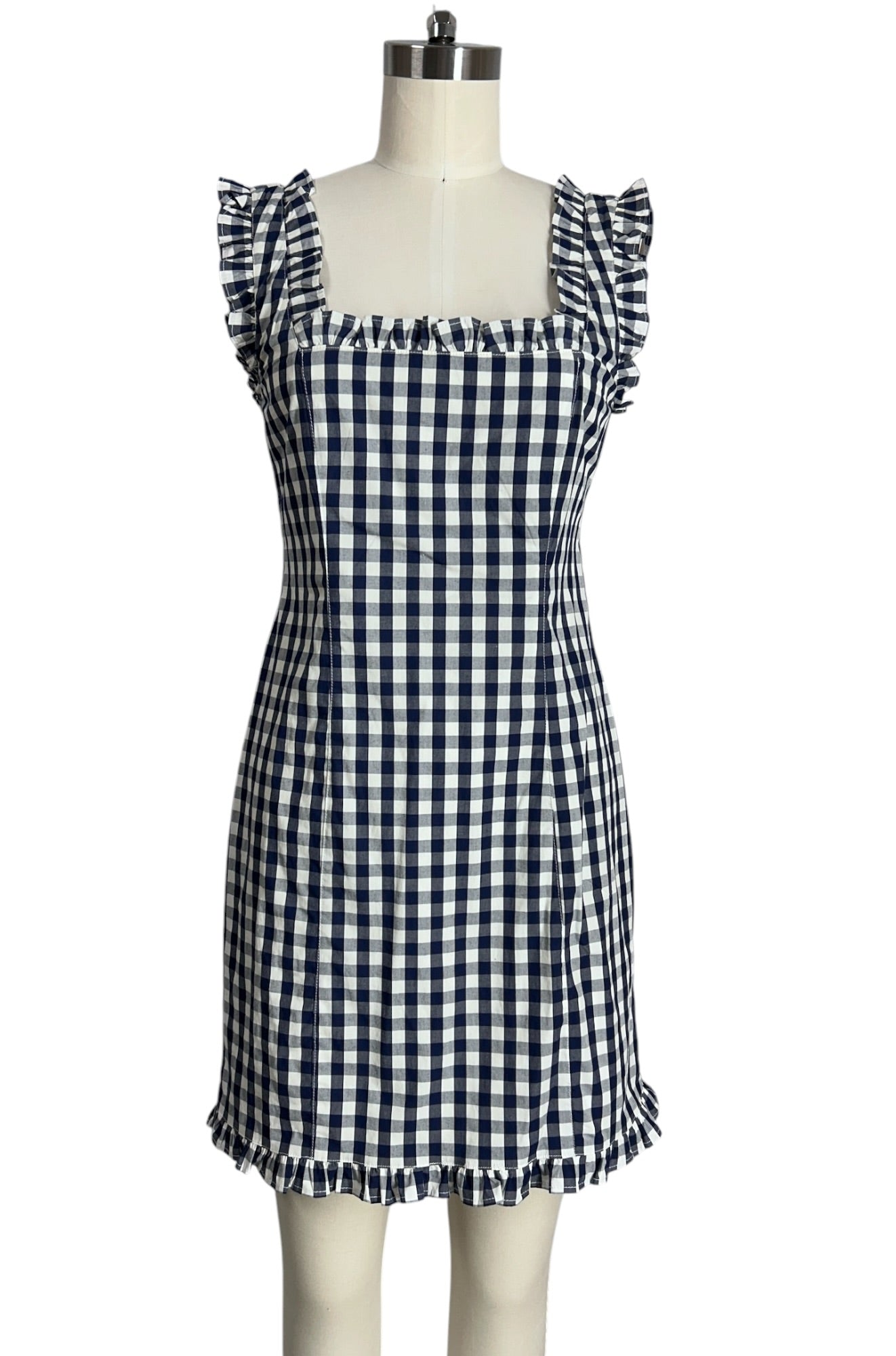 J.Crew Gingham Dress | Ruffle Straps, Smocked Back