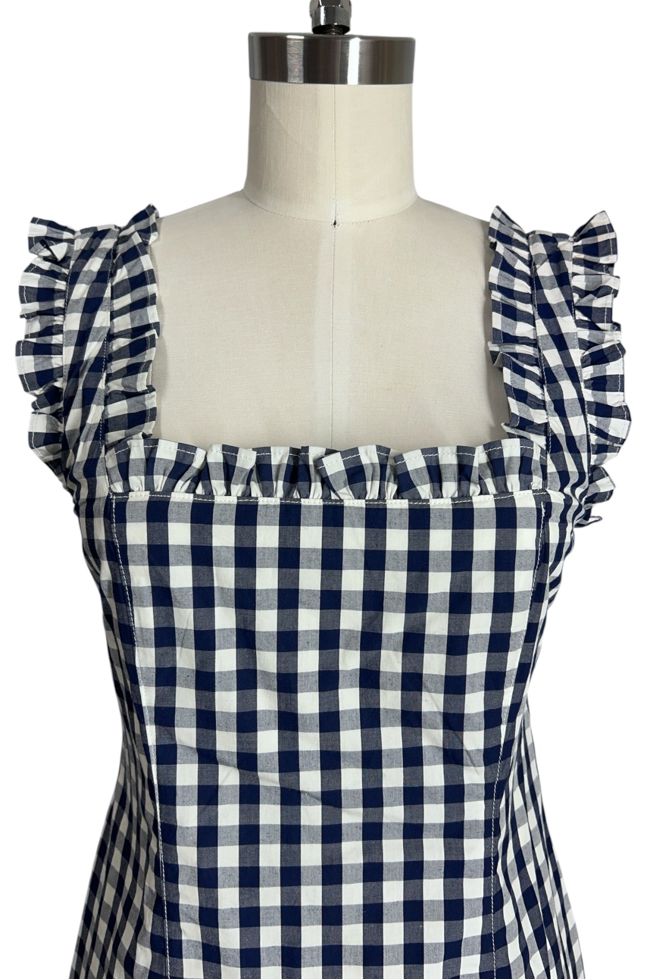 J.Crew Gingham Dress | Ruffle Straps, Smocked Back | Size 0  Thirteen  Vintage