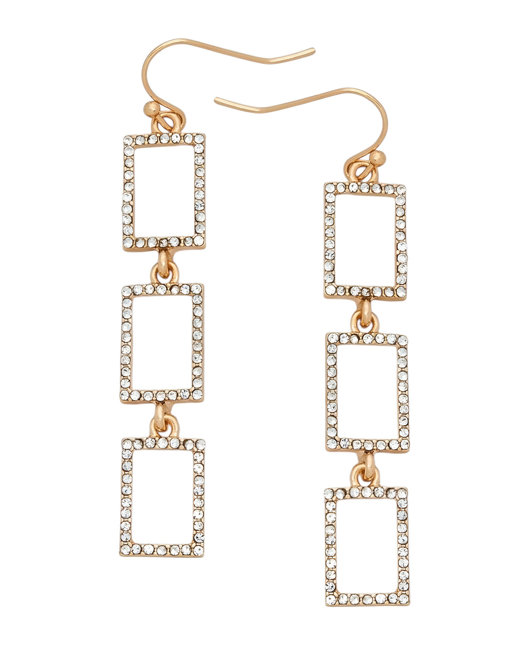 Jessica Triple CZ Pace Rectangle Link Drop Earrings