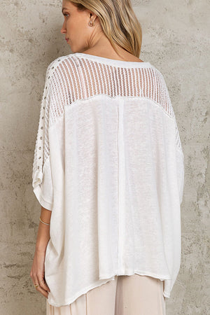 Theresa Oversize 3/4 sleeve hi-lo studded knit top