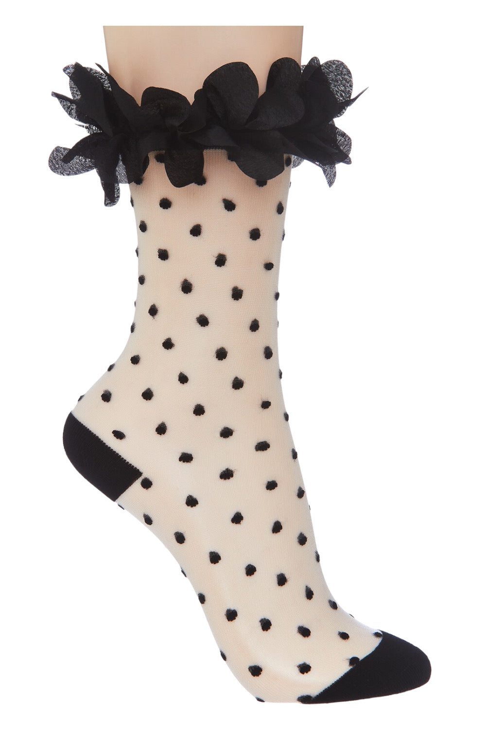 Anne floral Trim Polka-Dot Mesh Ankle Socks – Thirteen Vintage
