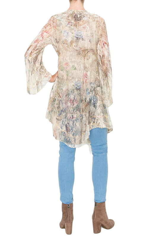 Christine Flower Pattern Lace with Sublimation floral print Cardigan