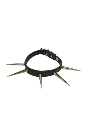 ( Unisex ) Stacy Cone Spikes Vegan Patent Leather Choker