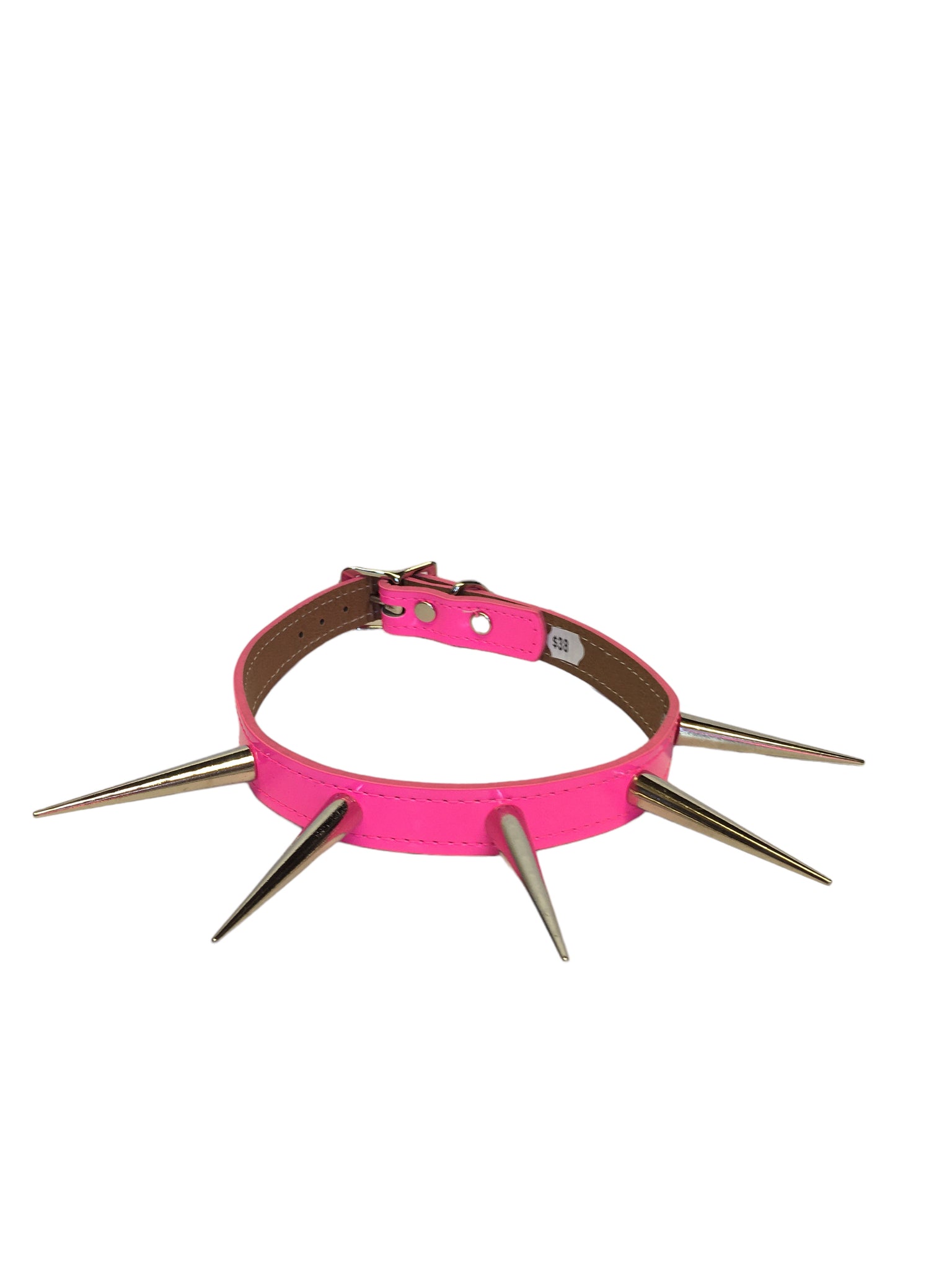 ( Unisex ) Stacy Cone Spikes Vegan Patent Leather Choker