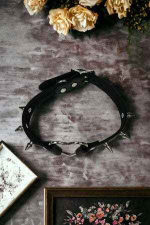 Jana Cone Spike & Heart Ring Vegan Leather Choker