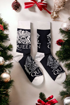 (UNISEX) Queen - Eagle, Lions & Crown With Queen Logo PATTERNED SOCKS