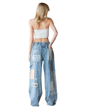 Sandra Washed Patchwork Slouchy Jeans