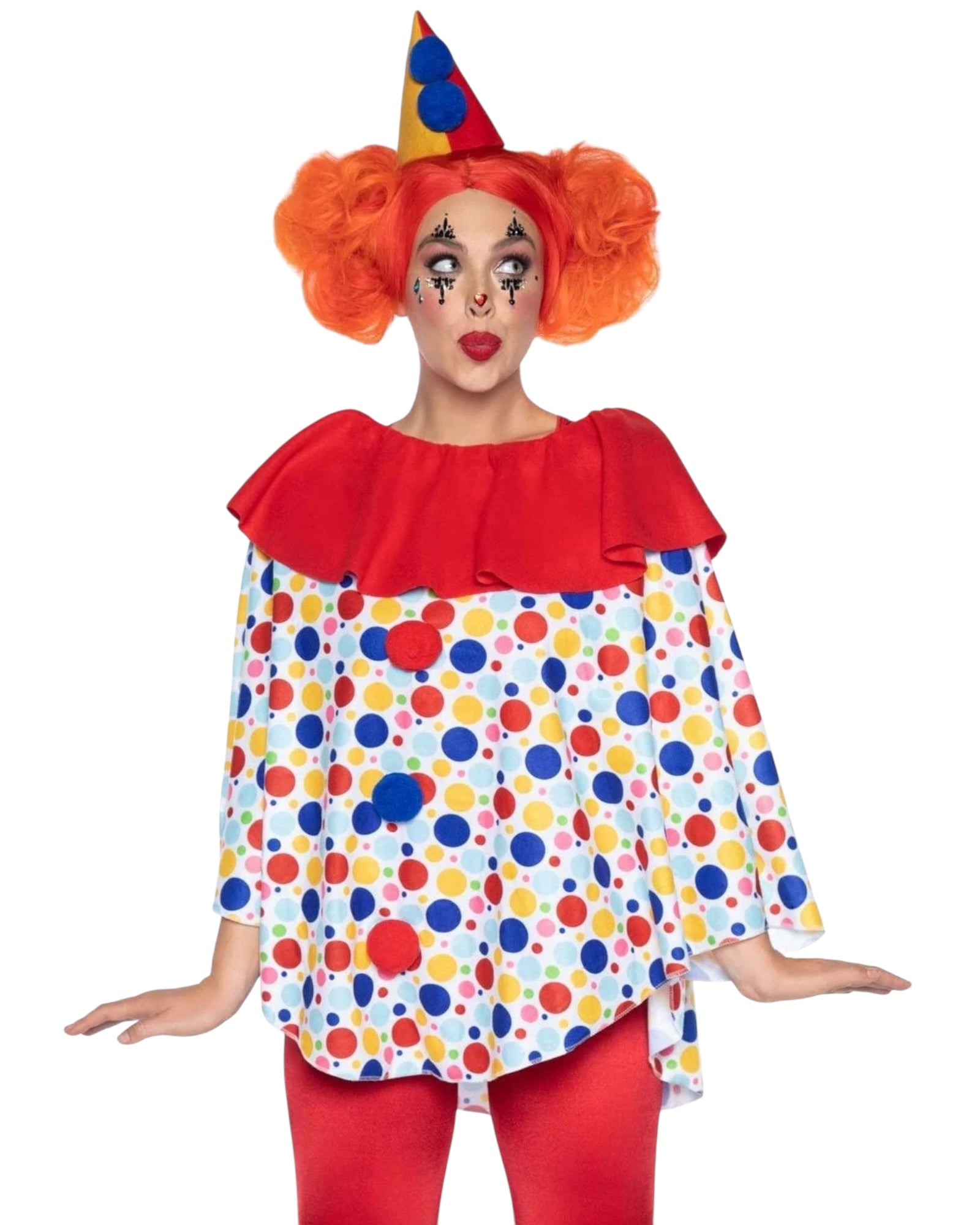 Clown Costume Poncho & Hat ( 2PCS Set )