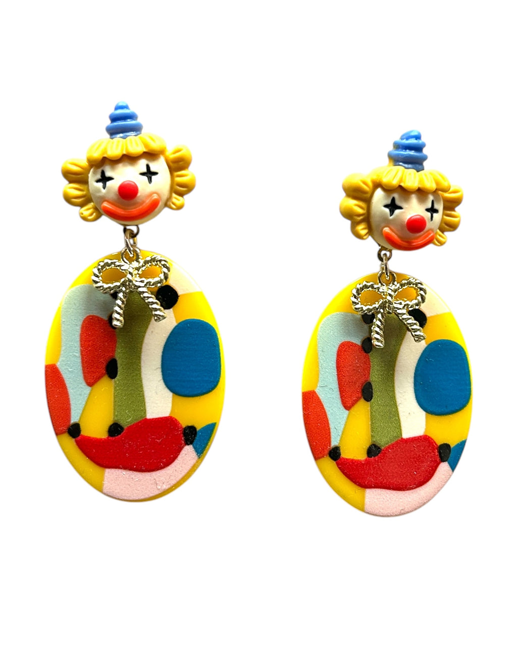 Clown Oval Abstract Earrings