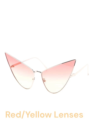 Lucy Duotone High Fashion Pointy Metal Sunglasses