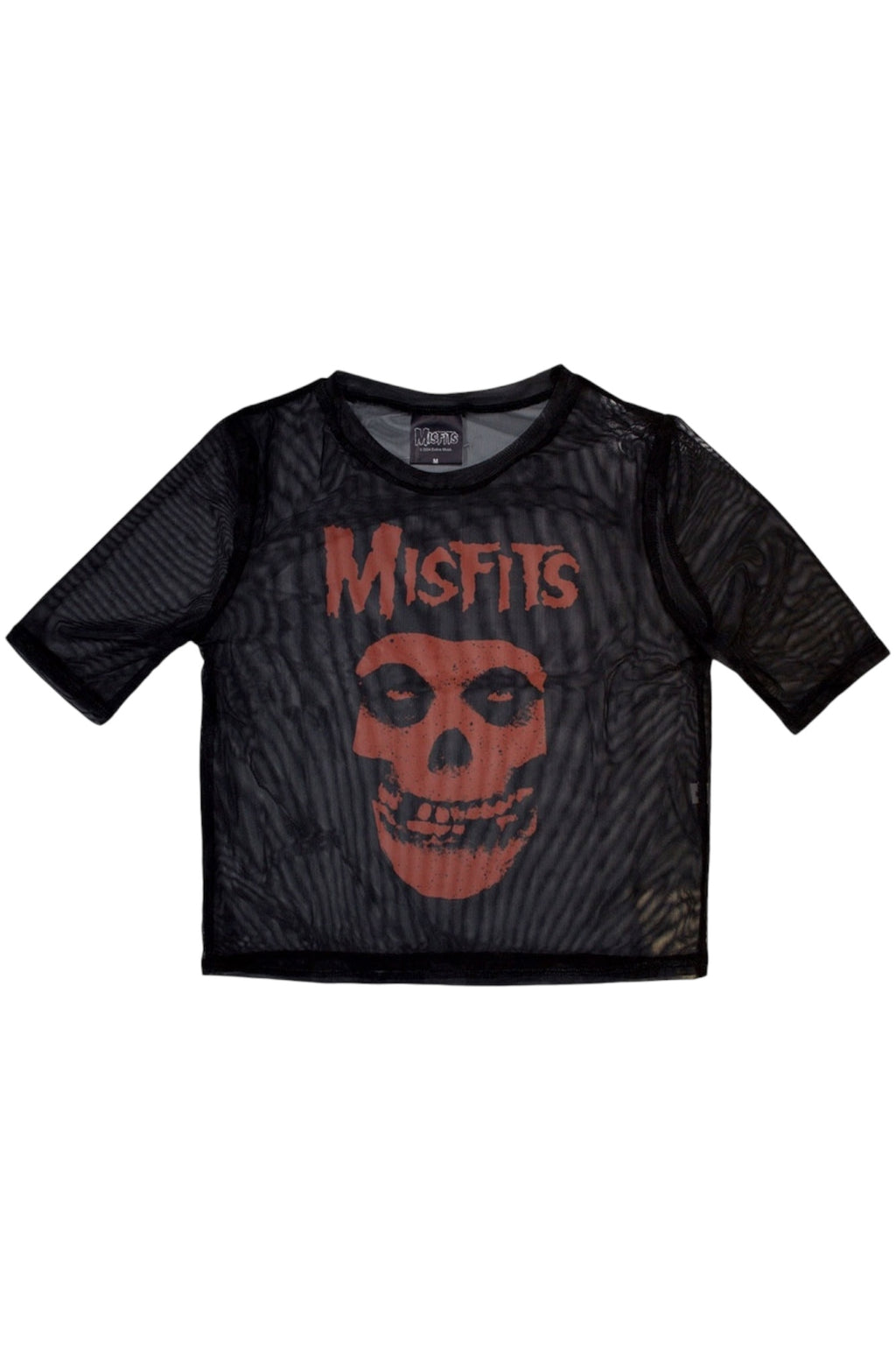 The Misfits CLASSIC FIEND SKULL Orange Print Mesh Cropped Top