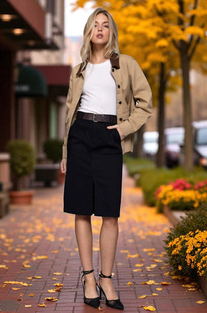 Terri Contrast Corduroy Collar Lightweight Work Jacket