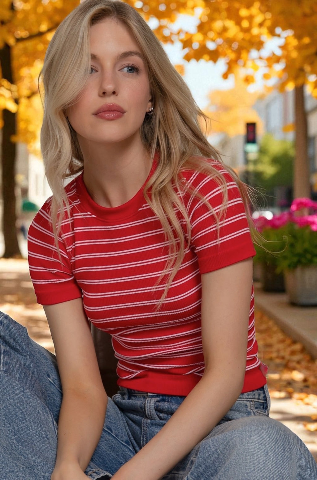 Erin Striped Texture Knit Top