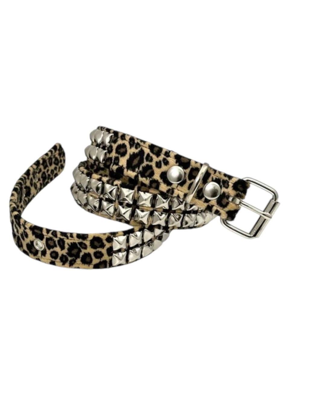 Fuzzy  Leopard Pyramid Belt