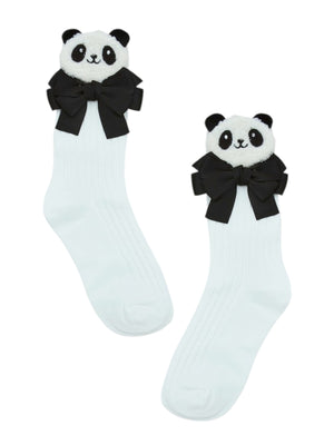 Panda With Bow Crew Socks