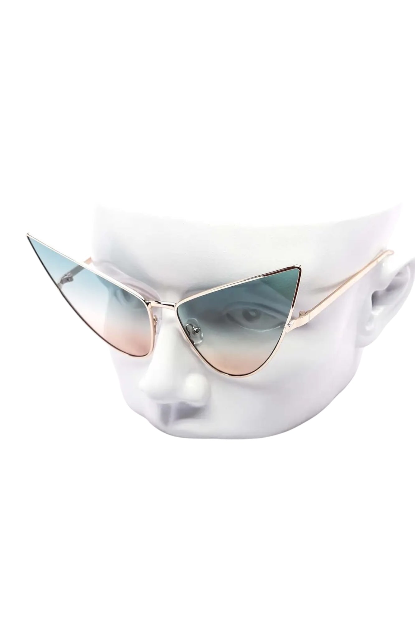 Lucy Duotone High Fashion Pointy Metal Sunglasses