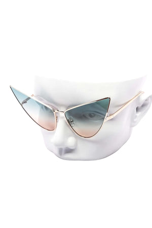 Lucy Duotone High Fashion Pointy Metal Sunglasses