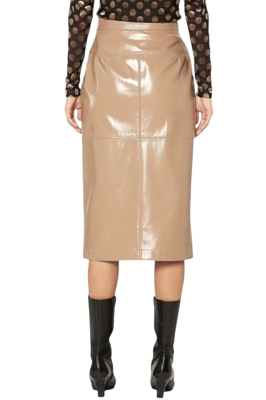 Cecelia Vegan Patent Leather Midi Skirt