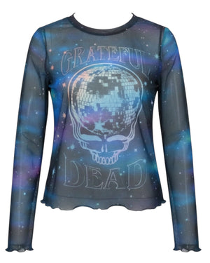 Grateful Dead - Steady Skull Disco Ball Cropped Mesh Top