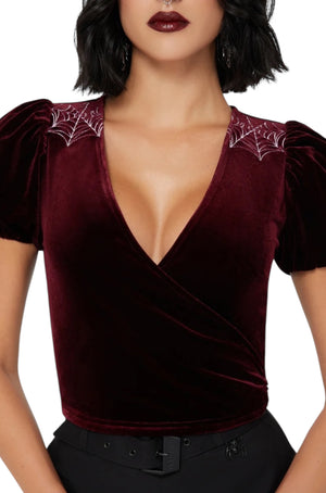 Killstar - Crimson Web Wrap Top