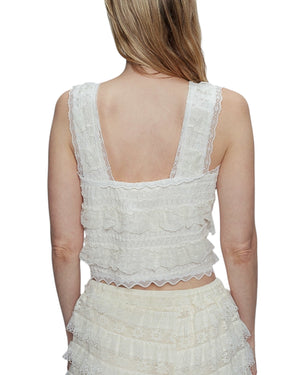 Camellia Ruffle Details Lace Vest