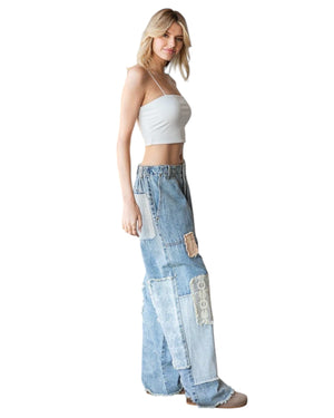 Sandra Washed Patchwork Slouchy Jeans