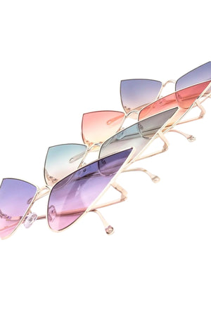 Lucy Duotone High Fashion Pointy Metal Sunglasses