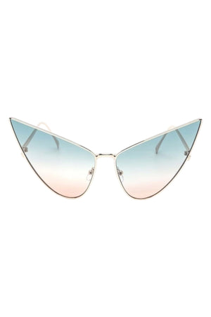 Lucy Duotone High Fashion Pointy Metal Sunglasses
