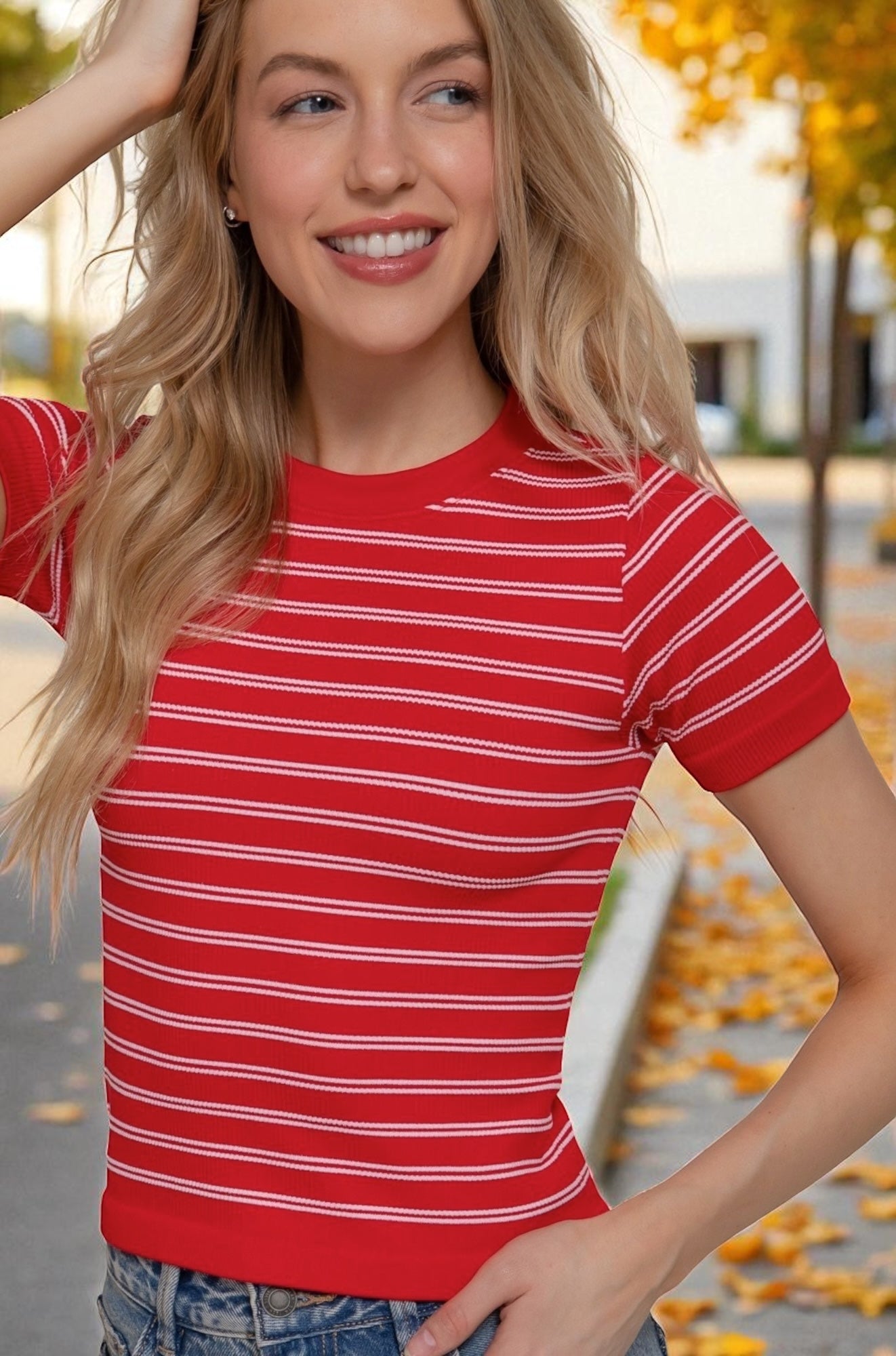 Erin Striped Texture Knit Top