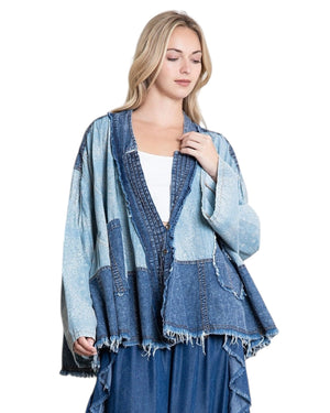 Dana Two-Tone Denim Kimono Jacket