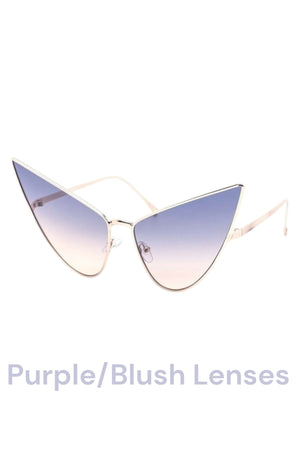 Lucy Duotone High Fashion Pointy Metal Sunglasses