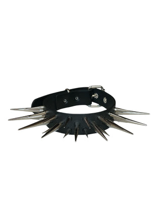 Kyle Long & Short Pointy Spike Vegan Leather Choker