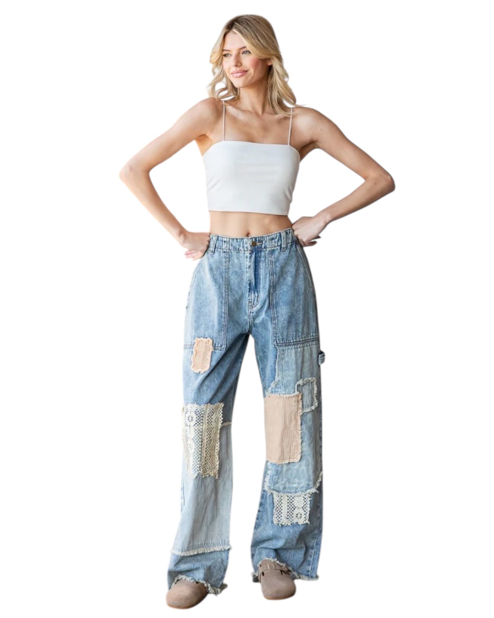 Sandra Washed Patchwork Slouchy Jeans