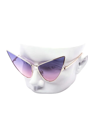 Lucy Duotone High Fashion Pointy Metal Sunglasses