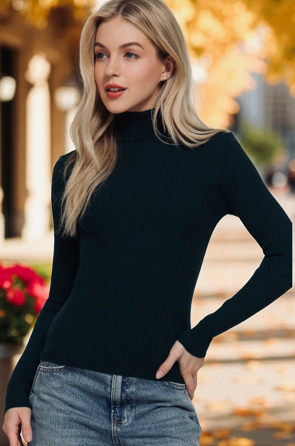 Helen Ribbed Knit Turtleneck Top