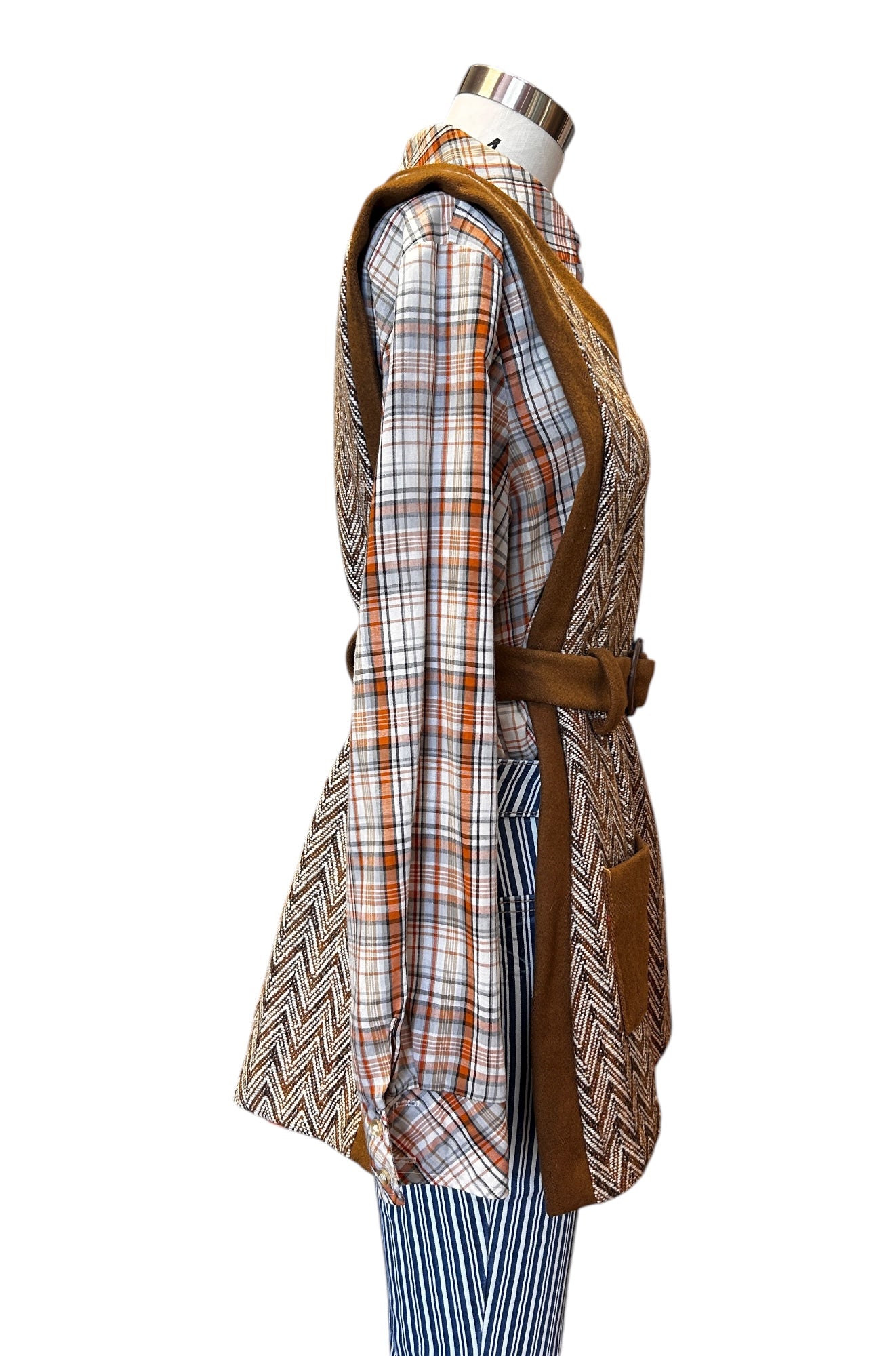 Vintage - 1970’s Chevron Wool Poncho Vest