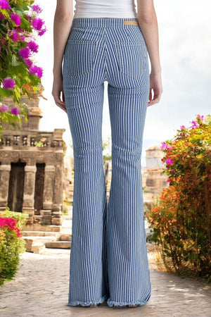 Avila Stripes Hight Rise Flare Jeans