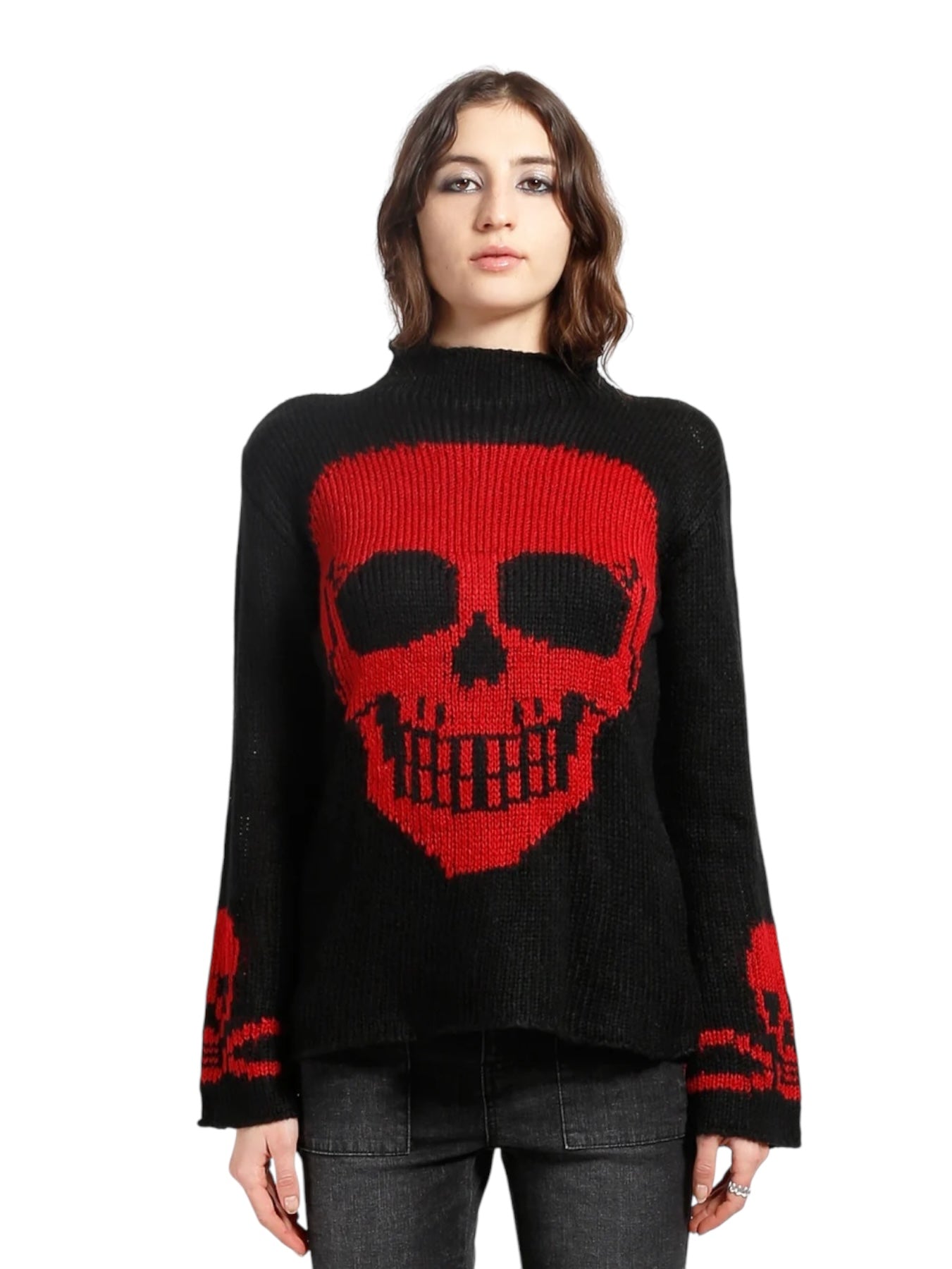 Tripp NYC - Red Color SKULL SWEATER