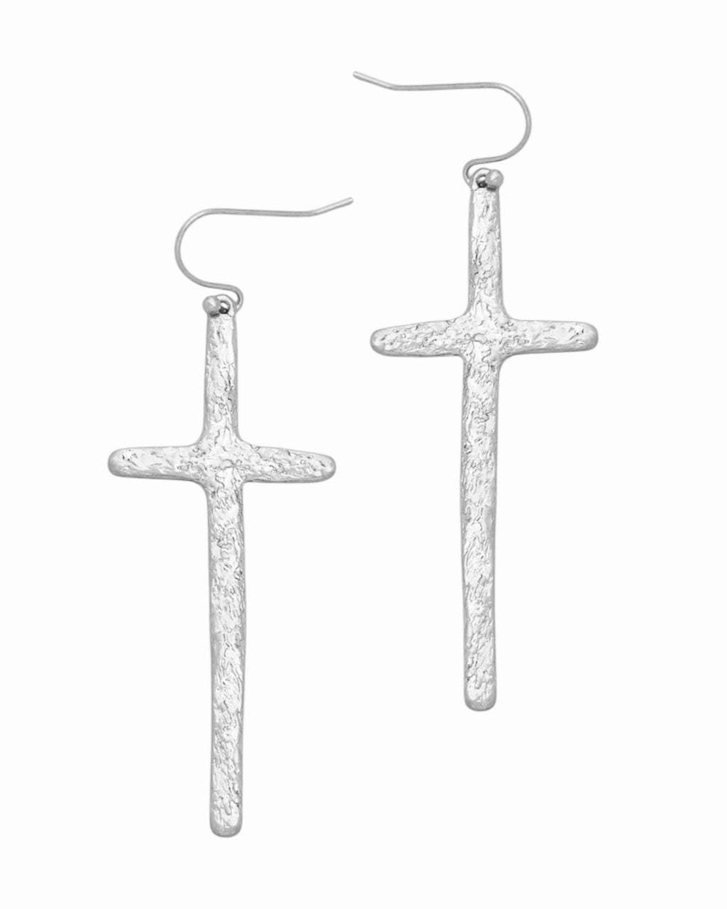 Clara Hammered Cross Earrings